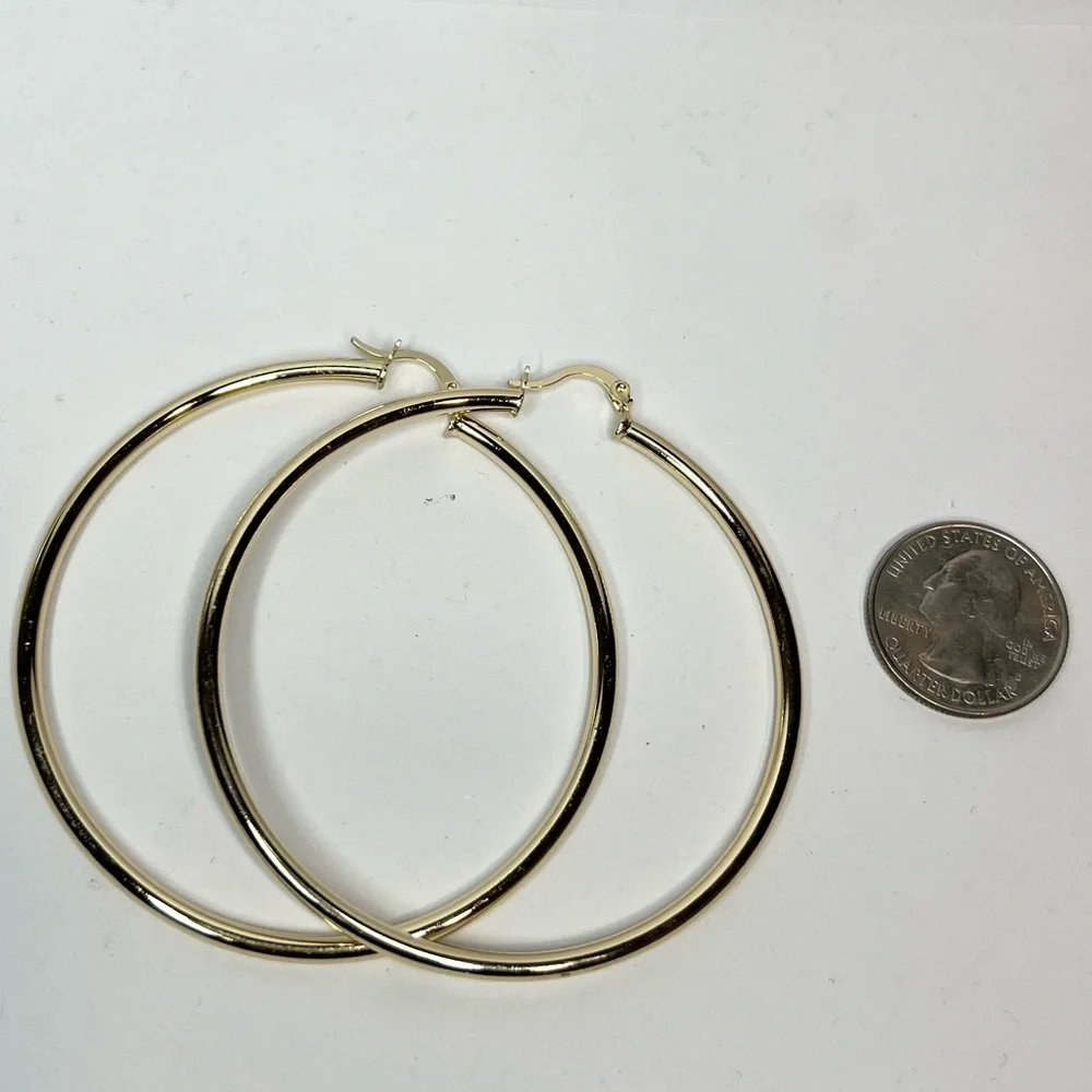 14k gold filled large hoop earrings - Picture 3 of 3